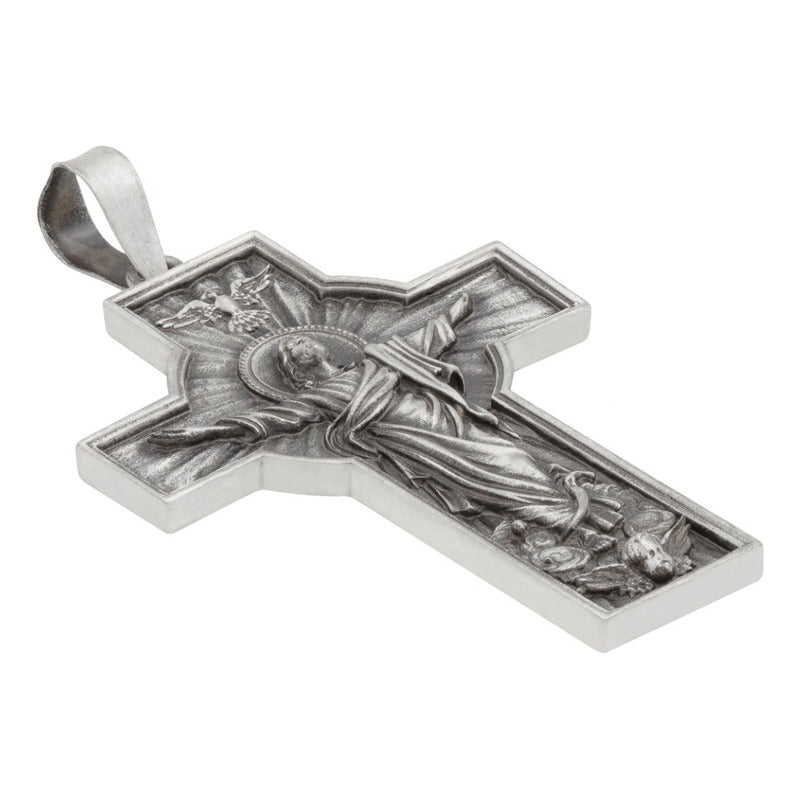 Dije Cruz Grande Cristo Espiritu Santo Plata Antigua 925 Plateado