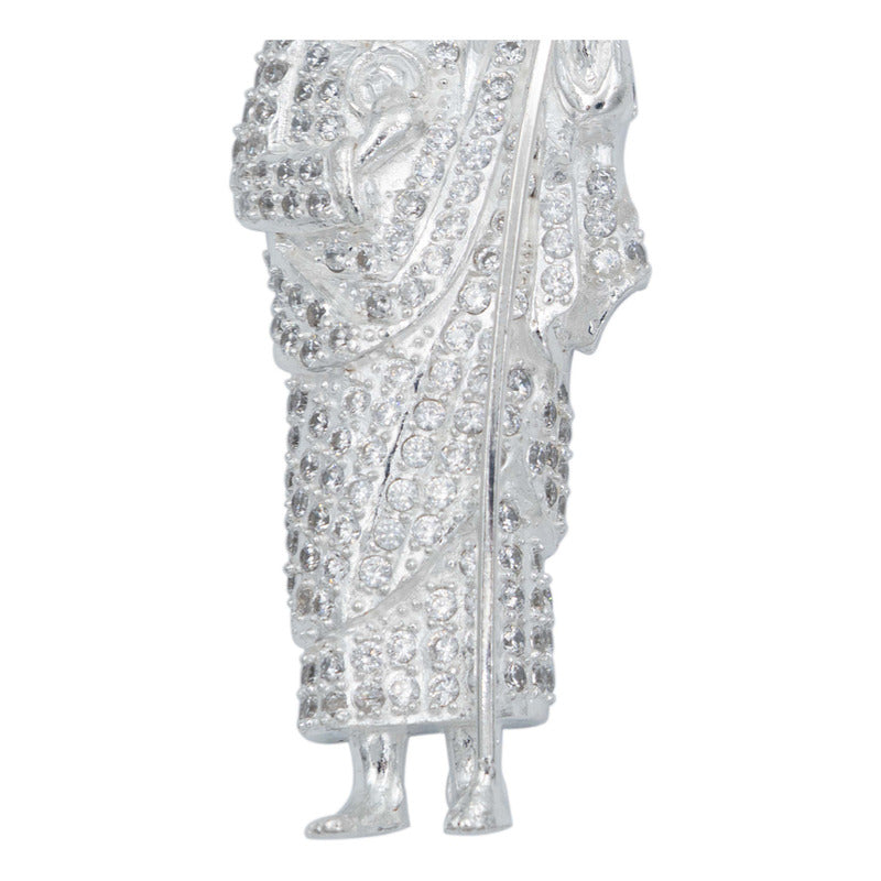 Dije Medalla San Judas Tadeo Grande Zirconias Plata Ley 925