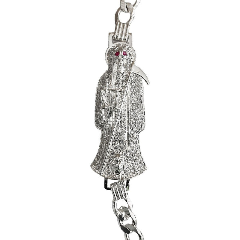 Pulsera Cuabana Santa Muerte Esclava Plata Ley 925
