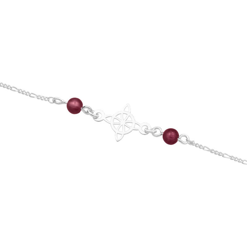 Pulsera Ajustable Nudo Bruja Figaro 3x1 Bolas Plata 925 Tinto 6 Cm 20 Cm