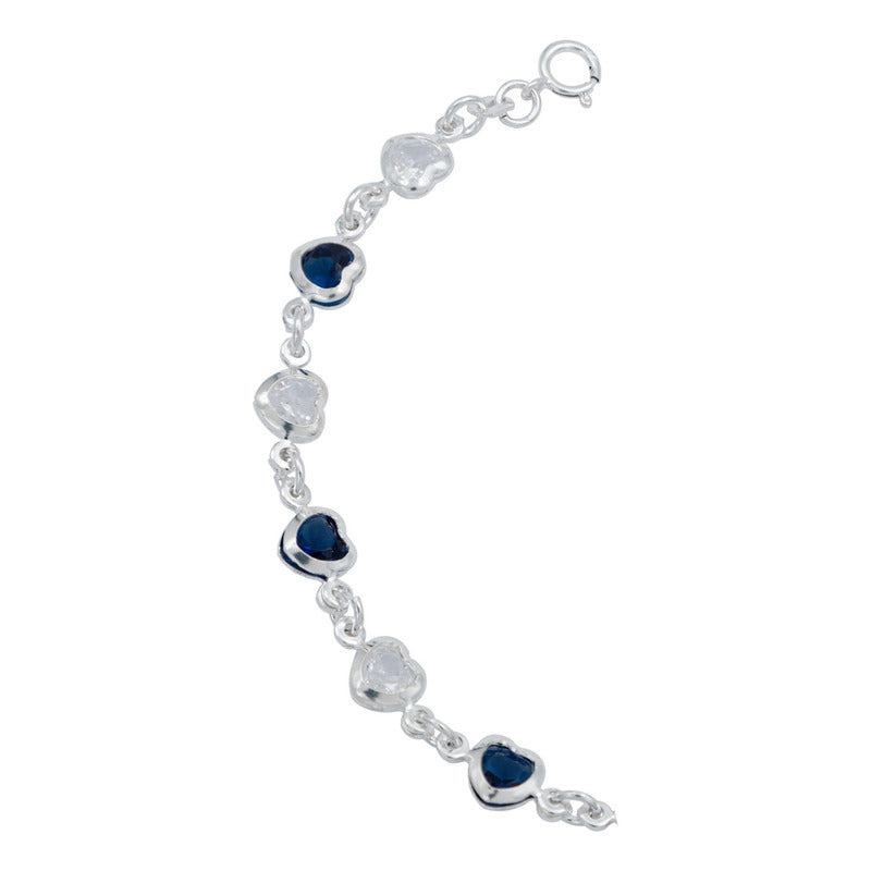 Pulsera Corazones Zirconias Amor Mujer Regalo Plata 925