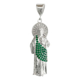 Dije San Judas Mediano Manto Corona Zirconias Plata Ley 925