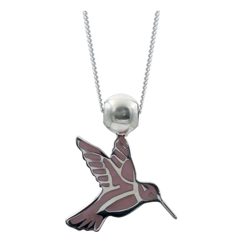 Collar Ajustable Colibri Esmaltado Mujer Regalo Plata 925
