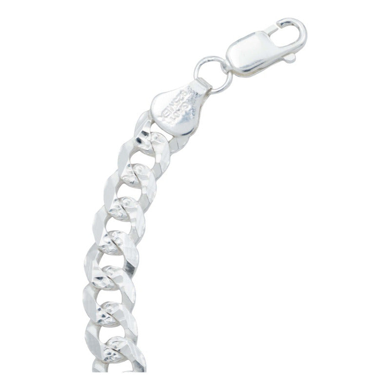 Pulsera Cuba Gruesa Diamantada Cerrada Hombre Plata 925 7 Mm