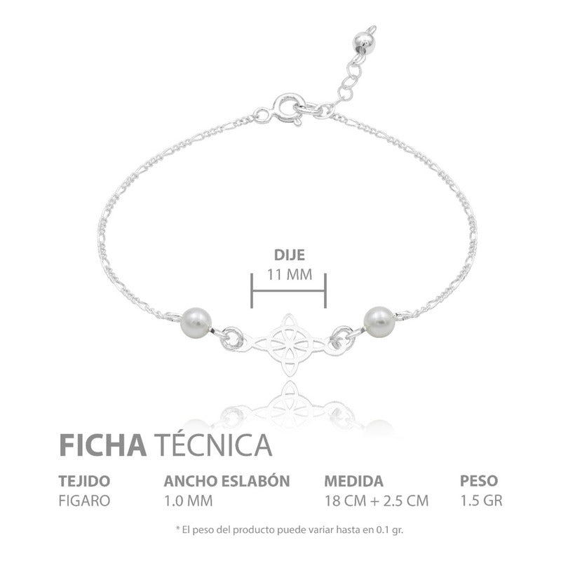 Joyaris Pulsera Nudo Bruja Figaro Plata 925 Mujer Ajustable Blanco 18 Cm