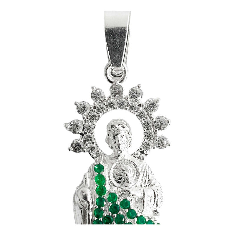 Dije Mediano San Judas Corona Zirconias Plata Ley 925