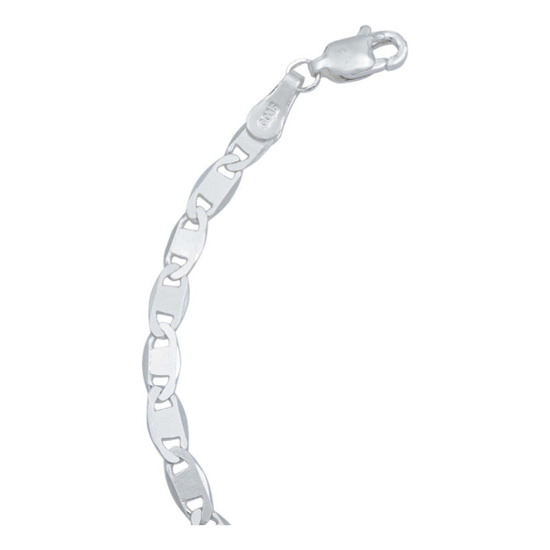 Pulsera Marinera Lisa Espejo Hombre Mujer Plata 925 4 Mm