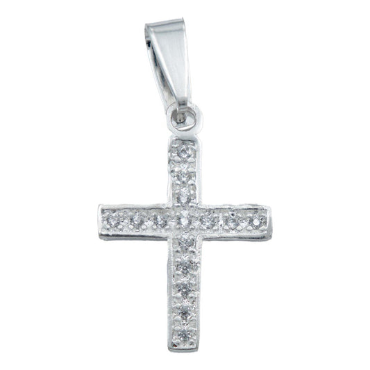 Dije Cruz Chica Zirconias Hombre Mujer Plata925 3.2 Cm Blanco Alto/ancho 3.2 Cm X 1.7 Cm