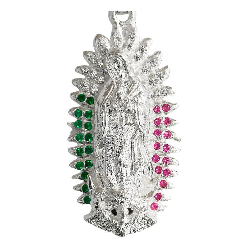 Dije Grande Virgen De Guadalupe Zirconias Plata 925