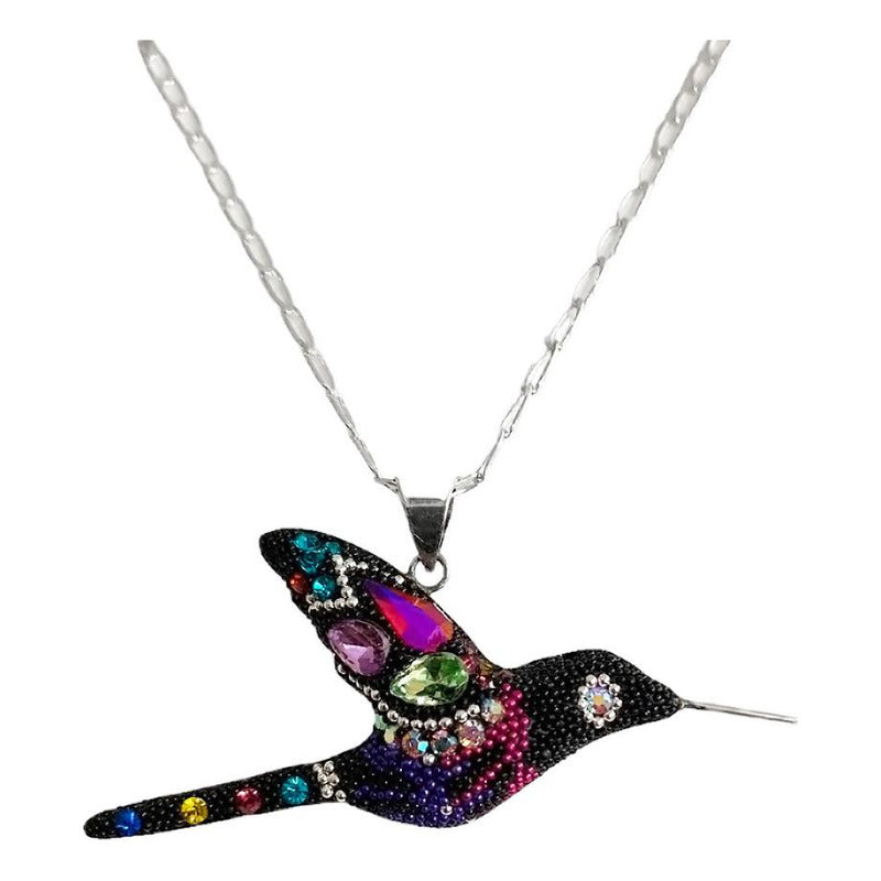 Collar Aretes Colibrí Artesanal Zirconias Plata Ley 925