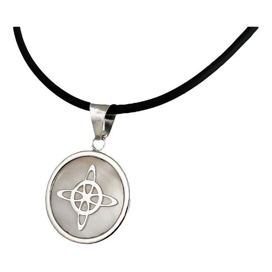 Collar Ajustable Caucho Nudo De Bruja Encapsulada Plata 925