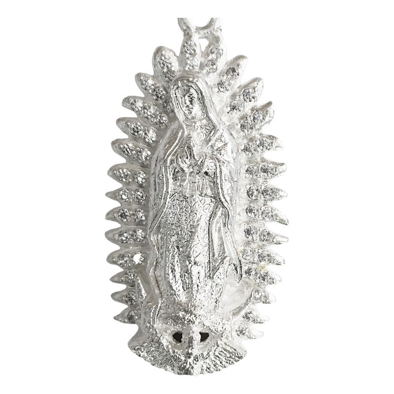Dije Grande Virgen De Guadalupe Zirconias Plata 925