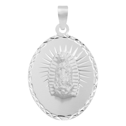 Dije Diamantada Estrella Virgen Guadalupe Plata 925 1.7 Cm Plateado