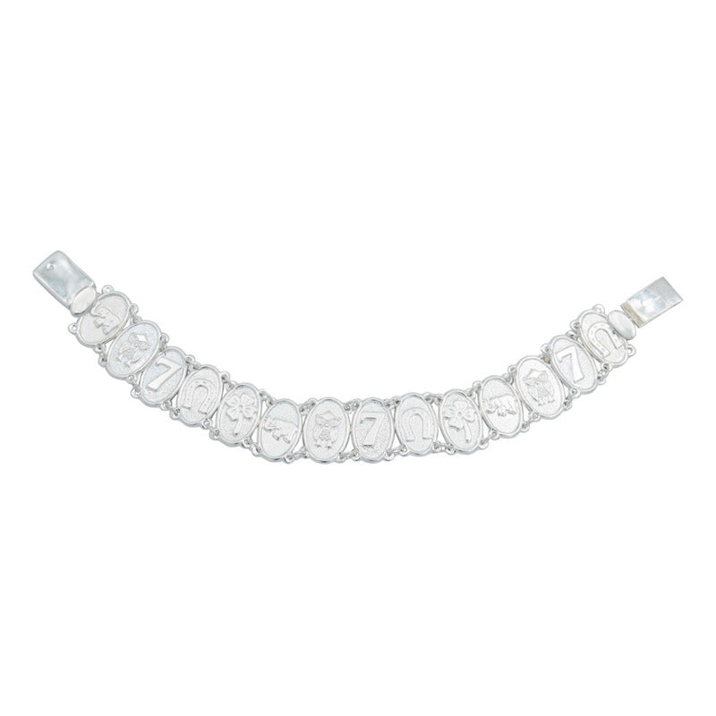 Pulsera De La Suerte Medallas Trebol Elefante Buho Plata 925