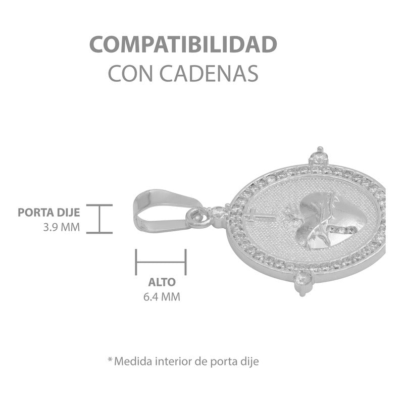Dije Sagrado Corazón Jesus Cruz Zirconias Unisex Plata 925