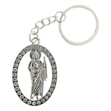 Llavero San Judas Tadeo Con Piedras Metal Recuerdo Plata