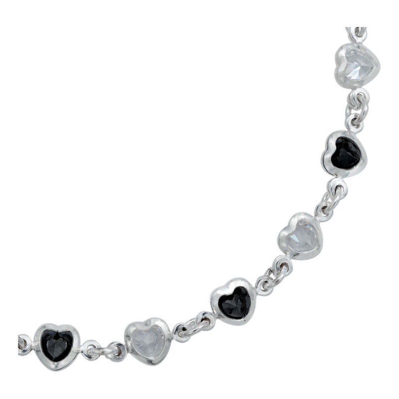 Pulsera Corazones Zirconias Amor Mujer Regalo Plata 925