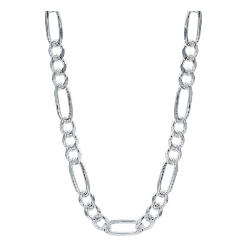 Cadena Figaro 3x1 Diamantada Unisex Plata 925 50 Cm X 5 Mm