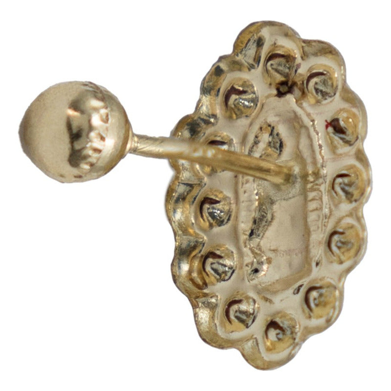 Broqueles Virgen Guadalupe Grande Zirconia 1 Cm Oro 10k