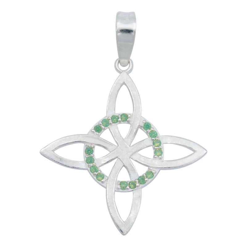 Collar Nudo De Bruja Celta Plano Zirconias Plata Ley S925