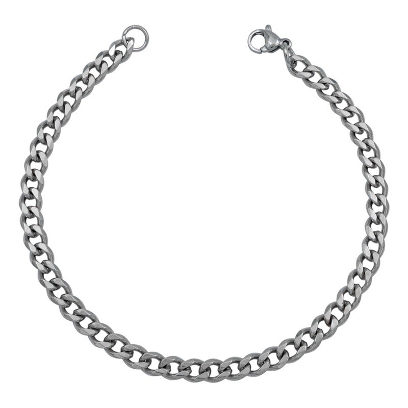 Pulsera Esclava Hombre Y Mujer Cubano Eslabón Acero Plata