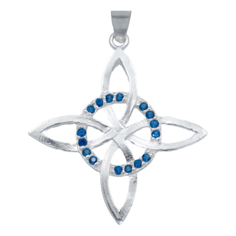 Collar Nudo De Bruja Celta Plano Zirconias Plata Ley S925