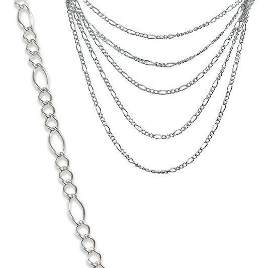 Cadena Tejido Fígaro 3x1 Mujer Plata 925 50cm X 0.2cm Plateado