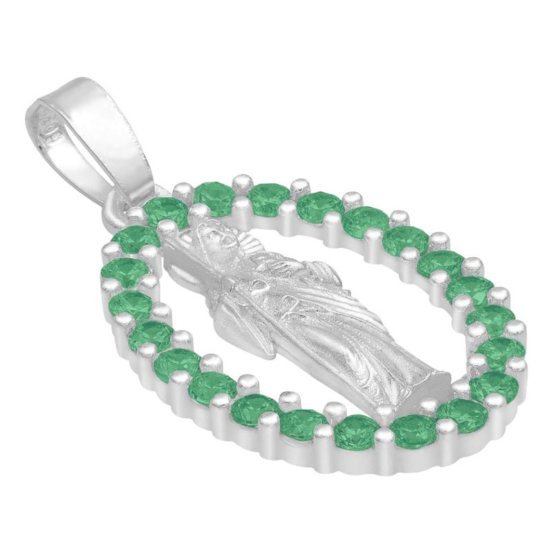 Dije San Judas Liso Borde Zirconias Unisex Plata 925 2.7 Cm