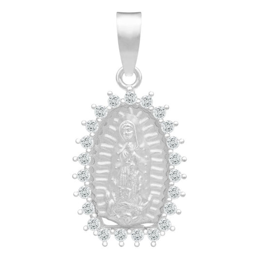 Dije Virgencita Guadalupe Mate Zirconias Regalo Plata 925 Blanco