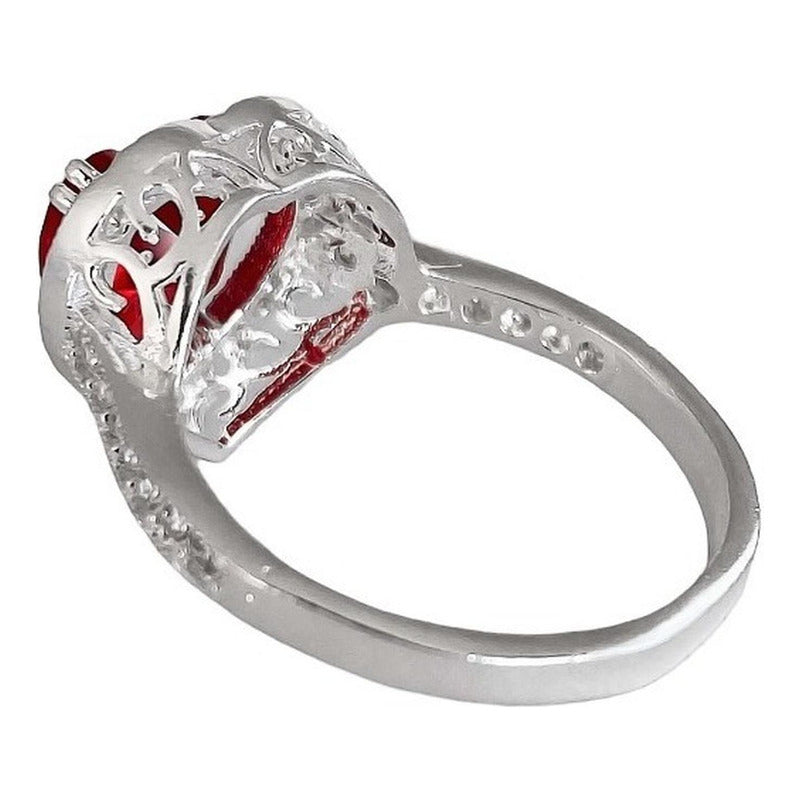 Anillo Corazon Zirconias Amor Promesa Plata Fina Ley S925