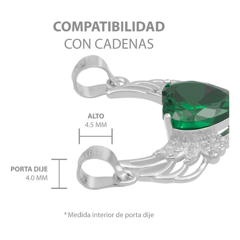 Dije Corazón Alas Zirconias Amor Mujer Mamá Regalo Plata 925
