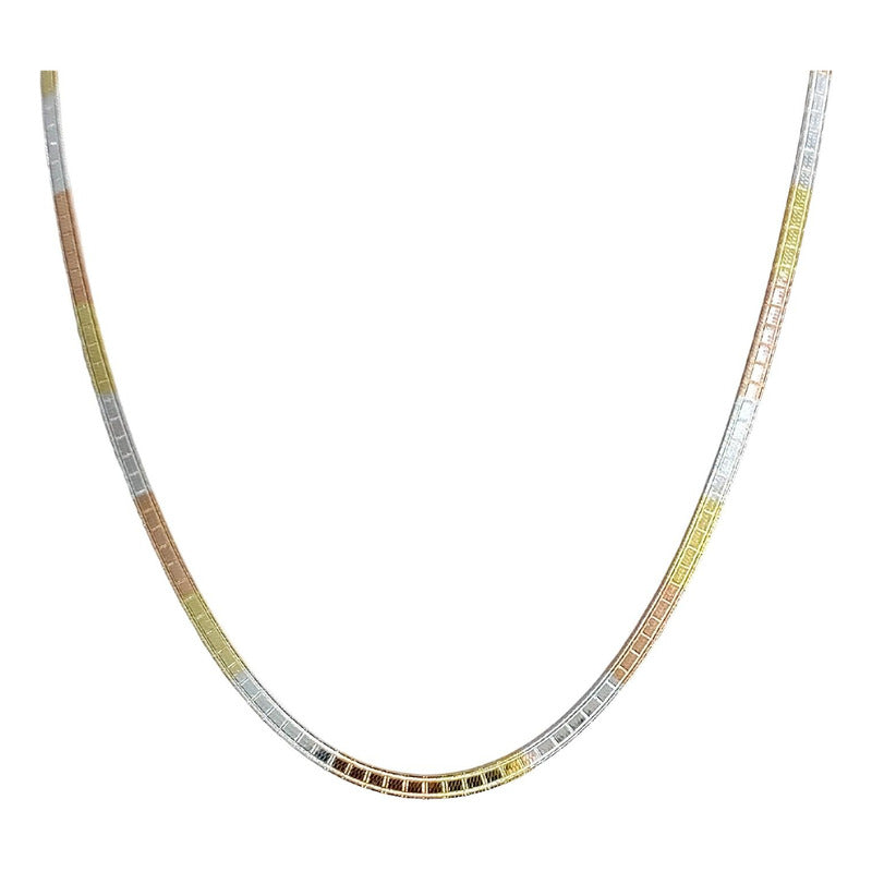 Cadena Y Brazalete Cola De Serpiente Tricolor Plata Ley 925