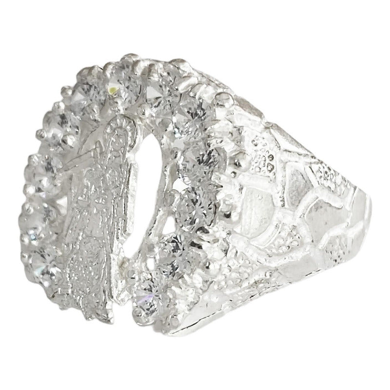 Anillo Santa Muerte Herradura Zirconias Plata Ley 925