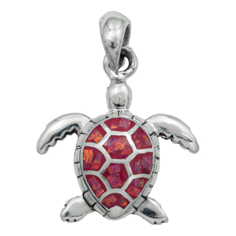 Dije Tortuga Con Piedra Natural Tallada De Plata Solida 925