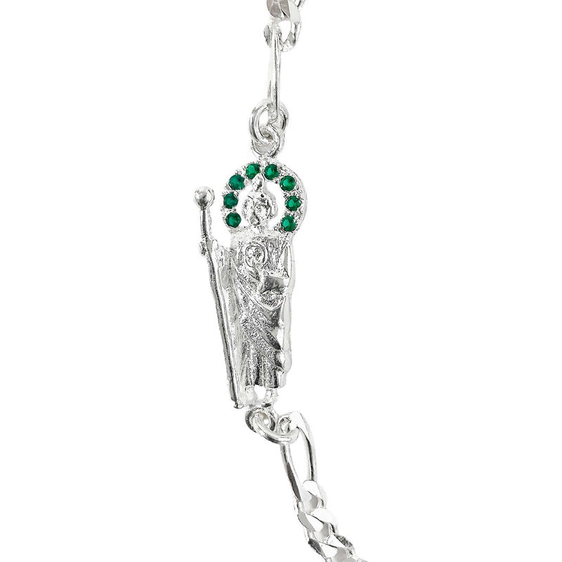 Pulsera Chica San Judas Tadeo Zirconias Plata Ley 925