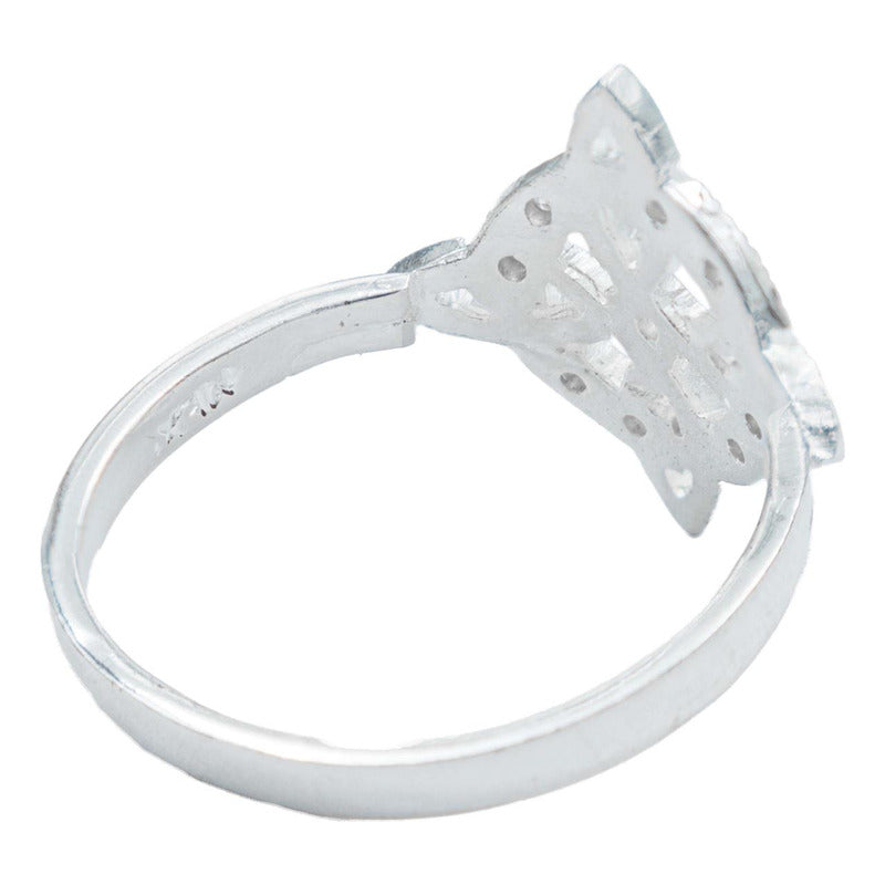 Anillo Diamantado Con Zirconias Nudo Bruja Celta Plata 925