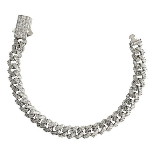 Pulsera Cubana Hombre Zirconias Piedra Made In Thailand S925