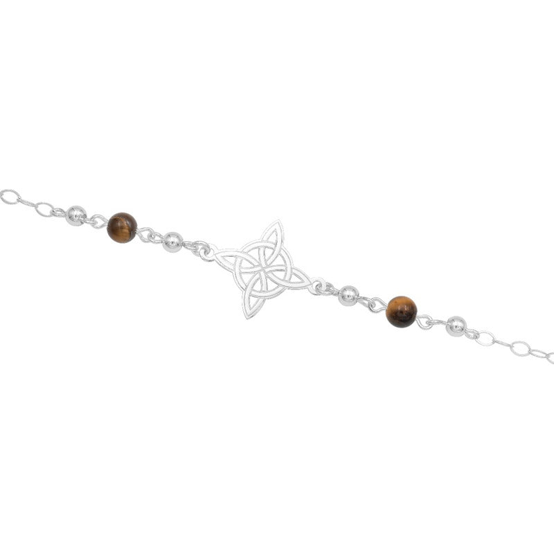 Pulsera Ajustable Mujer Nudo De Bruja Laser Bolas Plata 925 Café 6 Cm 20 Cm