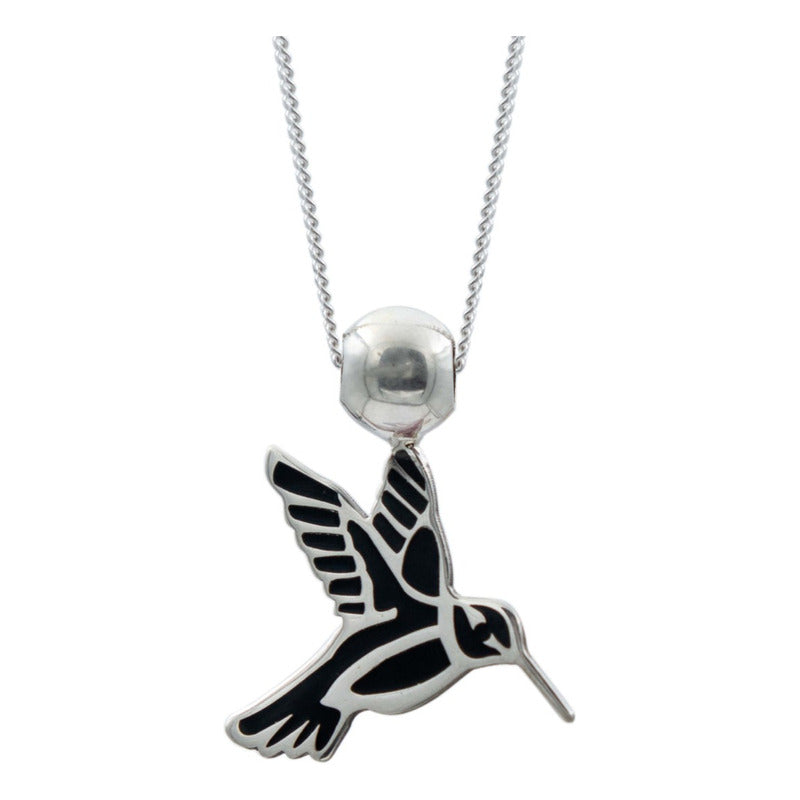 Collar Ajustable Colibri Esmaltado Mujer Regalo Plata 925