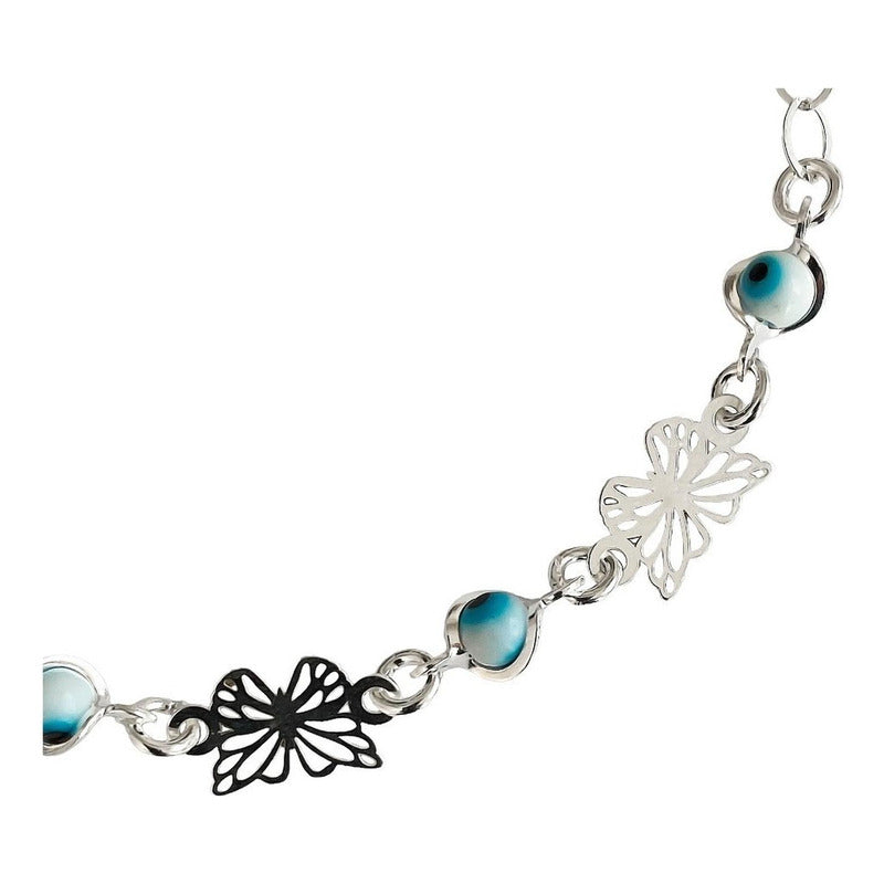 Pulsera Ajustable Mariposas Primavera Verano Plata Ley 925