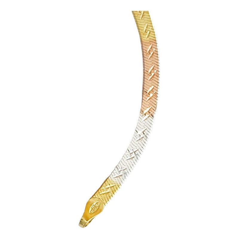 Cadena Y Brazalete Cola De Serpiente Tricolor Plata Ley 925