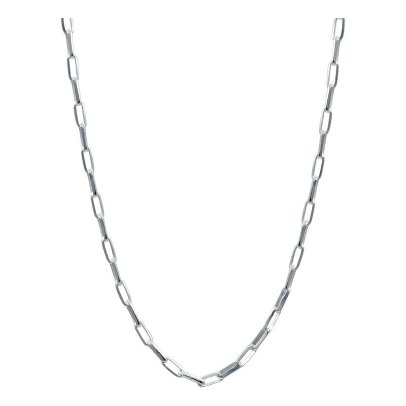 Cadena Corta Eslabón Grande Liso Mujer Plata Italy 925 45 Cm