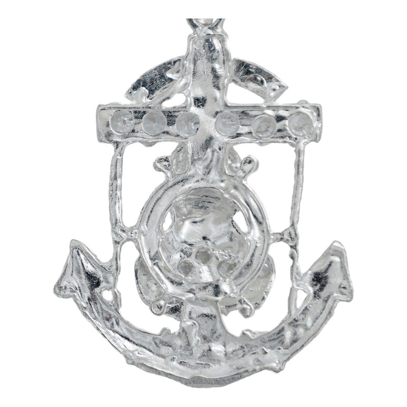 Dije Grande Jesús Malverde Ancla Zirconias Plata Solida 925