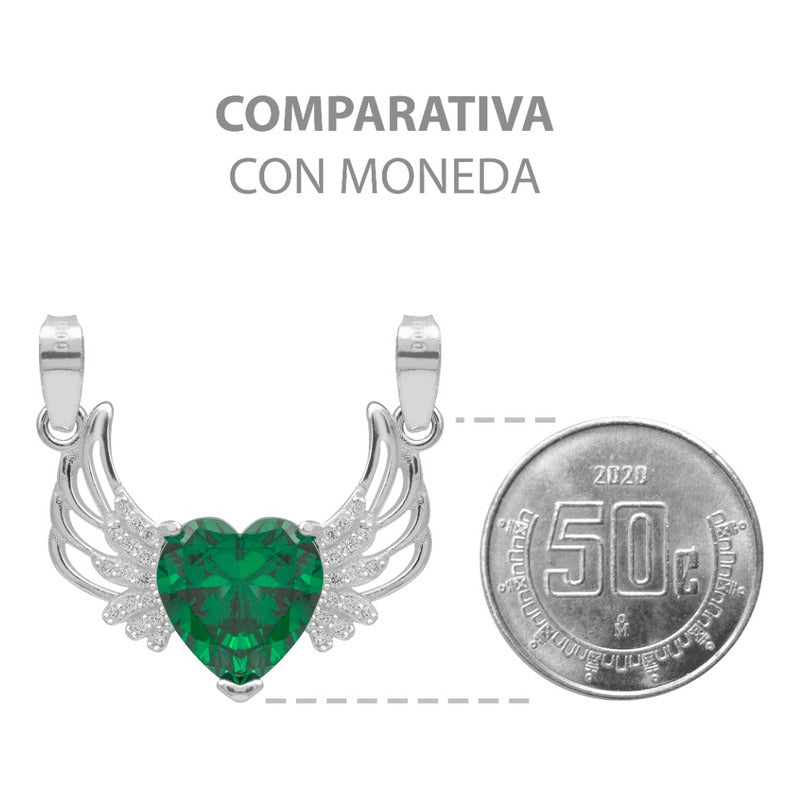 Dije Corazón Alas Zirconias Amor Mujer Mamá Regalo Plata 925