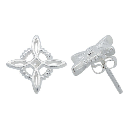 Arete Broquel Nudo Bruja Celta Clásico Liso Amuleto Plata925