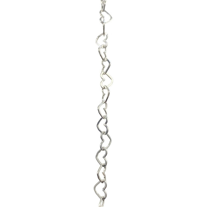 Cadena Collar Tejido Corazón Amor Plata 925 50cm X 0.4cm