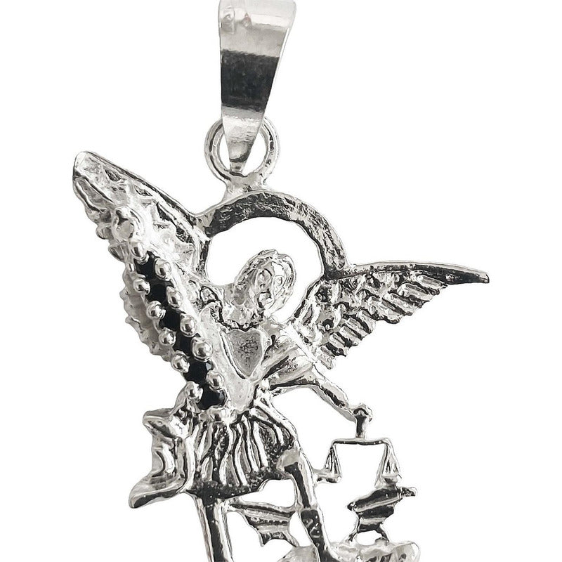 Dijes San Miguel Arcangel Con Zirconias Plata Solida 925
