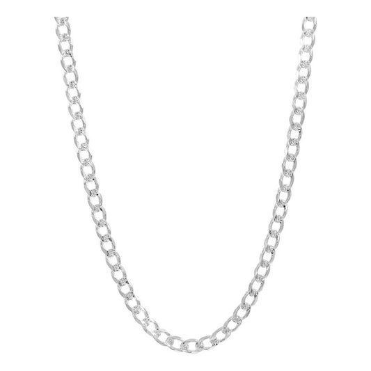 Cadena Cubana Diamantada Barbada Hombre Plata925 60cm X 7mm Plateado