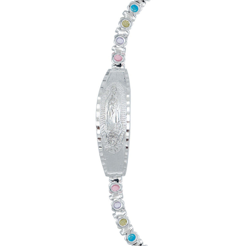 Esclava Ajustable Virgencita Guadalupe Zirconias Plata 925