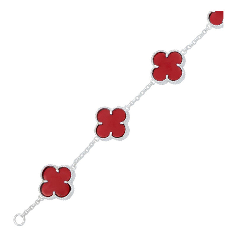 Pulsera Trebol Esmaltado Regalo Hombre Mujer Plata 925